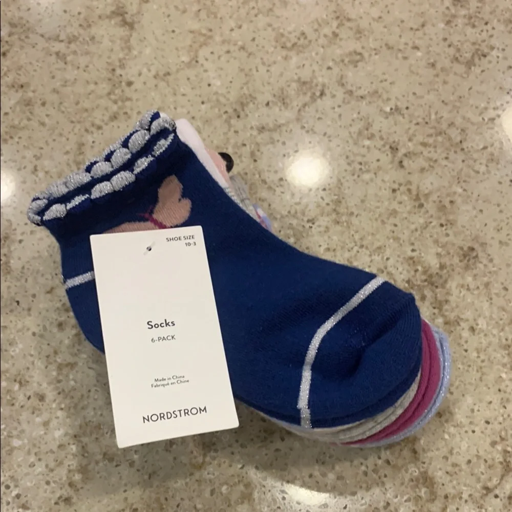NWT Nordstrom  6-Pack Assorted Quarter Crew Socks Size 10-3